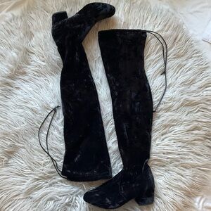 Wendy Williams Collection Black Velvet Thigh High OTK Heeled Boot EUC Size 6.5